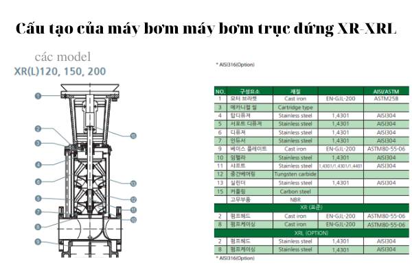 Máy bơm trục đứng XR - XRL
