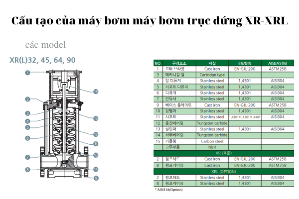 Máy bơm trục đứng XR - XRL