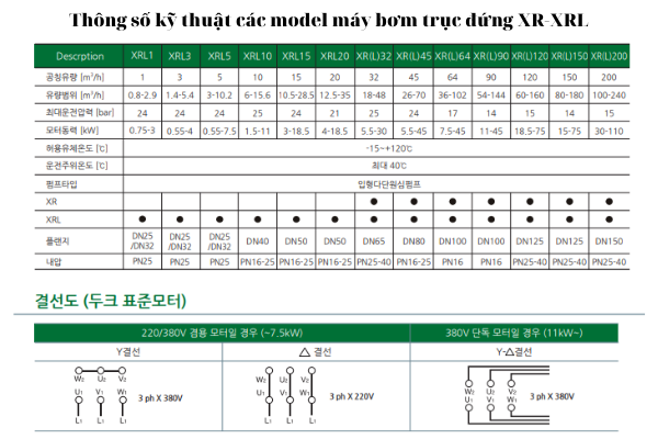 Máy bơm trục đứng XR - XRL